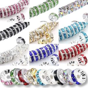 50pcs/lot 4 6 8 10mm Rhinestone Rondelle Crystal Round Loose Spacer Beads