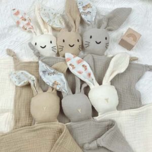 Cute Baby Rattle Bunny Muslin Towel Newborn Soft Cotton