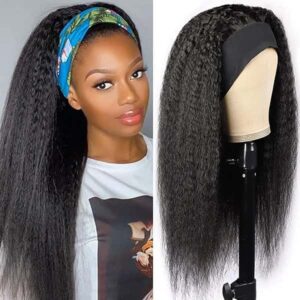 Kinky Straight Headband Wig Glueless Human Hair Wig Ready To Wear