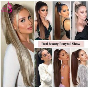 Real Beauty Ponytail Human Hair Wrap Around Horsetail Straight Brazilian