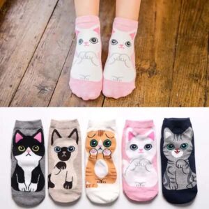 1-5 Pairs Cotton Short Sock Cartoon 3D Cat Puppy Dog Animal Socks