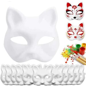 10/5Pcs Japanese Mask Half Face Hand-painted Cat Fox Mask Anime Demon Slayer Masquerade Halloween Festival Cosplay Prop