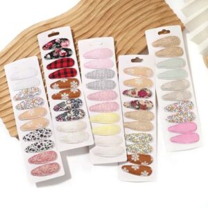 10Pcs/Lot Fresh Print Cotton Alloy Hair Clips for Kids