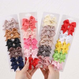 10Pcs/lot Kids Solid Color Ribbon Baby Bows Hair Clips