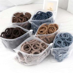 50PCS/Set Women Girls Basic Hair Bands 4cm Simple Solid Colors