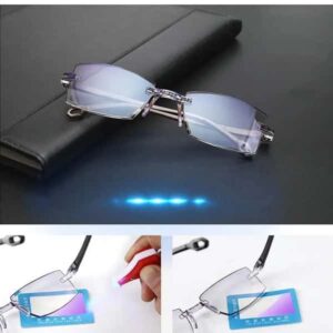 Anti Blue Light Reading Glasses Men Business Rimless Presbyopic Eye Glasses