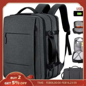 Classic Travel Backpack Men Business Backpack School Expandable USB Bag Large Capacity