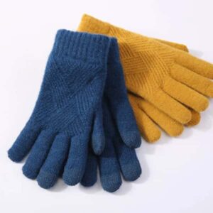 Female Winter Warm Knitted Full Finger Gloves Men Solid Woolen Touch Screen Mittens Women Thick Warm Cycling Driving Gloves H46