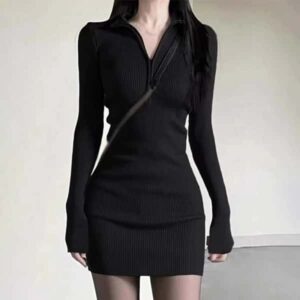 Hot Girl Dress Female Knitting Autumn and Winter Stepmom Hip Tight