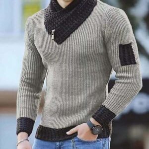 Korean Fashion Autumn Men Casual Vintage Style Sweater Wool Turtleneck