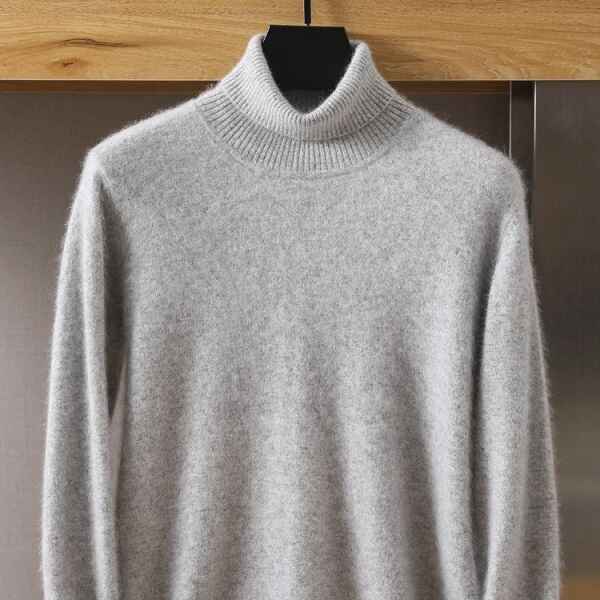 MVLYFLRT Men's 100% pure Mink velvet Cashmere Sweater High Lapels Pullovers Knitted Winter New Tops Long Sleeve High-End Jumpers