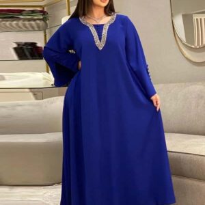 Morocco Party Dress for Women Fashion Diamonds Button Decoration Long Sleeve Party Prom Dress