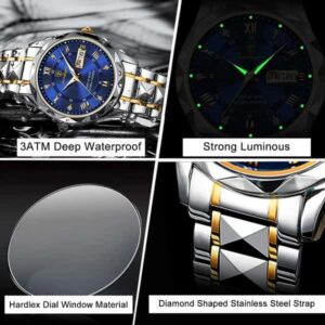 POEDAGAR Top Brand Luxury Man Wristwatch Waterproof Luminous Date Week Men Watches Stainless Steel Quartz Men’s Watch Male reloj