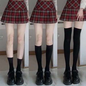 Solid Color Black White Long Socks Stockings JK Japan Style