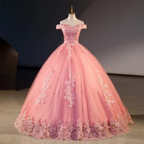 Summer New Pink Quinceanera Dresses Elegant Off The Shoulder Party Dress