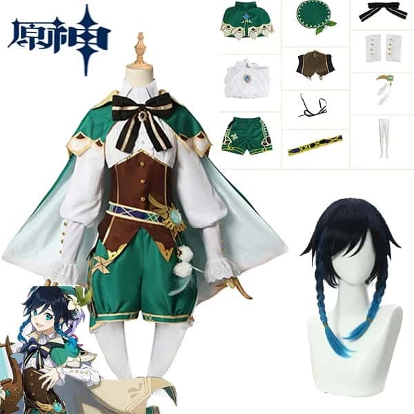 Venti Cosplay Genshin Impact Cosplay Costume Uniform Wig Venti Chinese Style