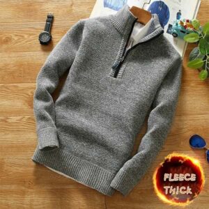 Winter Men’s Fleece Thicker Sweater Half Zipper Turtleneck Warm Pullover