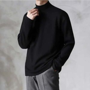 Yasuk 2023 Spring Autumn Winter Solid Casual Plush Turtleneck Men’s Loose Bottom Double Faced Velvet Sweater Simple Warm BigSize