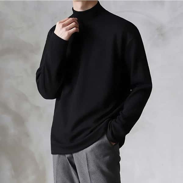 Yasuk 2023 Spring Autumn Winter Solid Casual Plush Turtleneck Men's Loose Bottom Double Faced Velvet Sweater Simple Warm BigSize